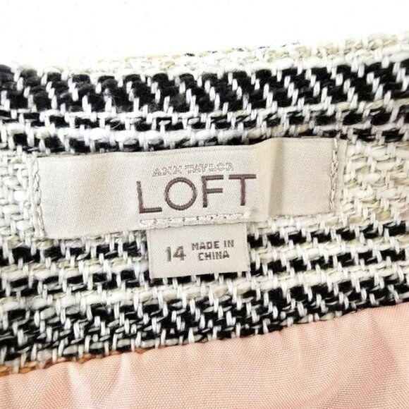 Ann Taylor Loft Women's Tweed Mini Skirt Size 14 Pink Peach Zipper Pockets - Picture 10 of 15